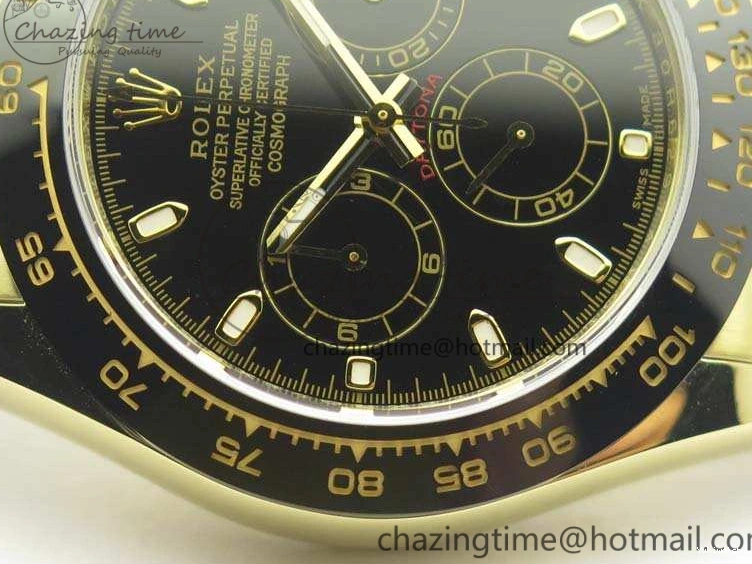 Daytona 1:1 Clone 116518 LN YG Dial Best Black ARF Rubber A4130 On Strap Super Edition 0303